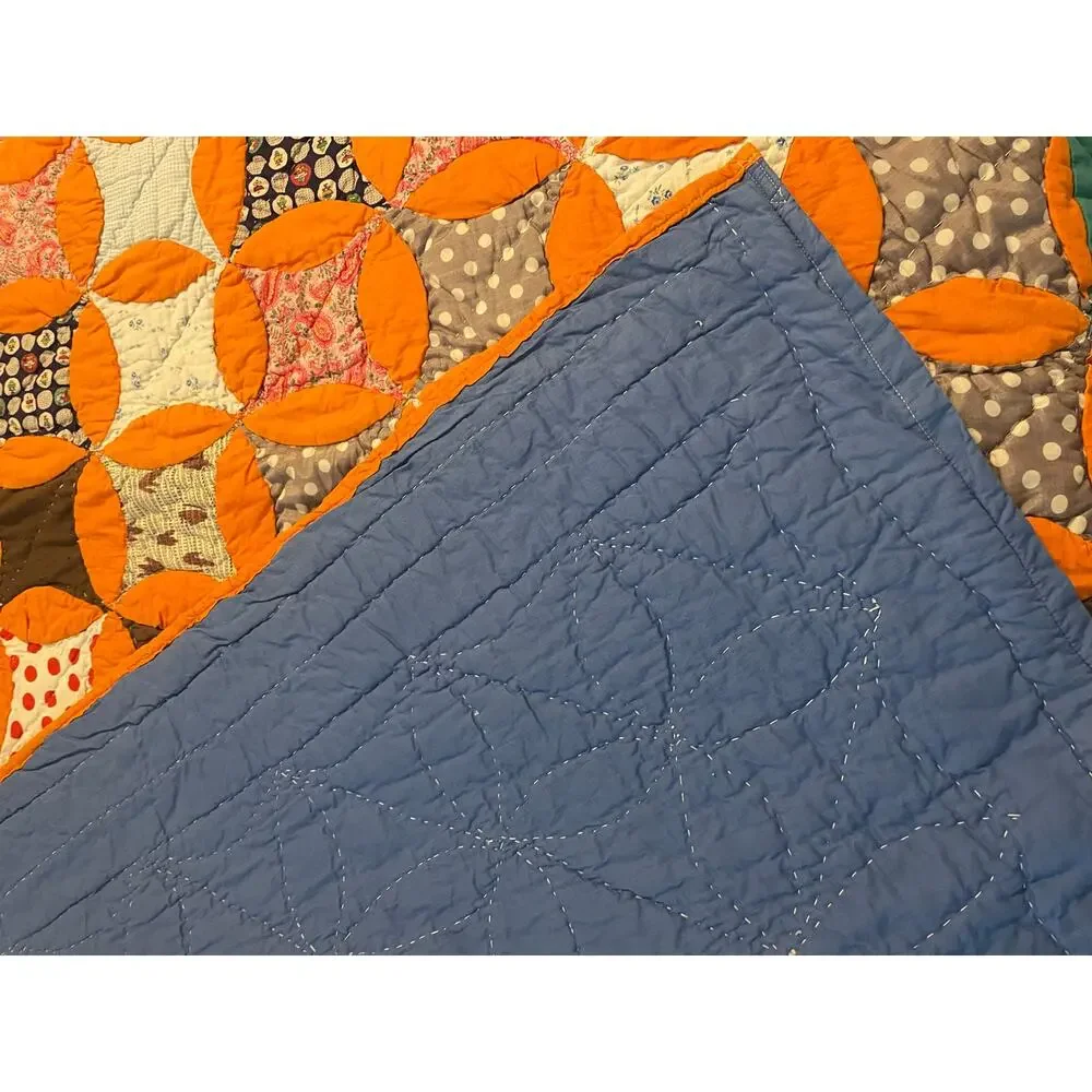 Queen Size Handmade Quilt Bright Colorful